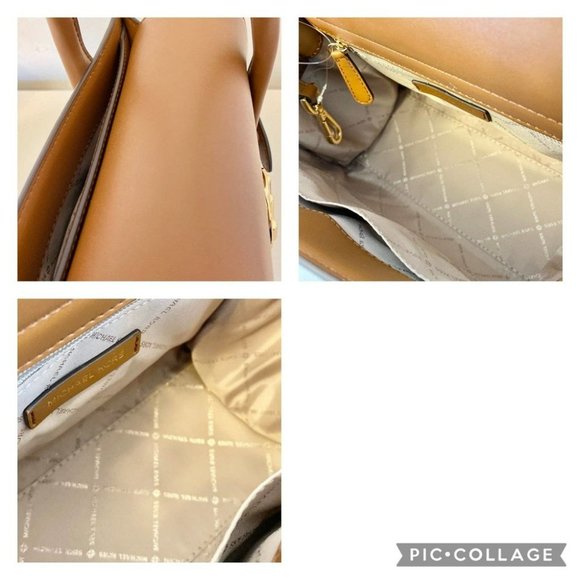 Michael Kors Purse Carmen Medium Flap Satchel shoulder bag vanilla - Picture 8 of 11